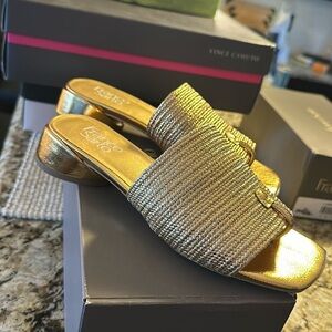 Franco Sarto leather gold sandal.